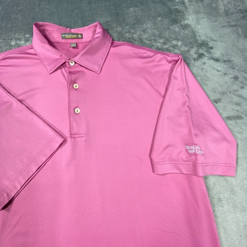 Peter Millar Summer Comfort Polo Shirt Mens Large Pink Short Sleeve Golf Club